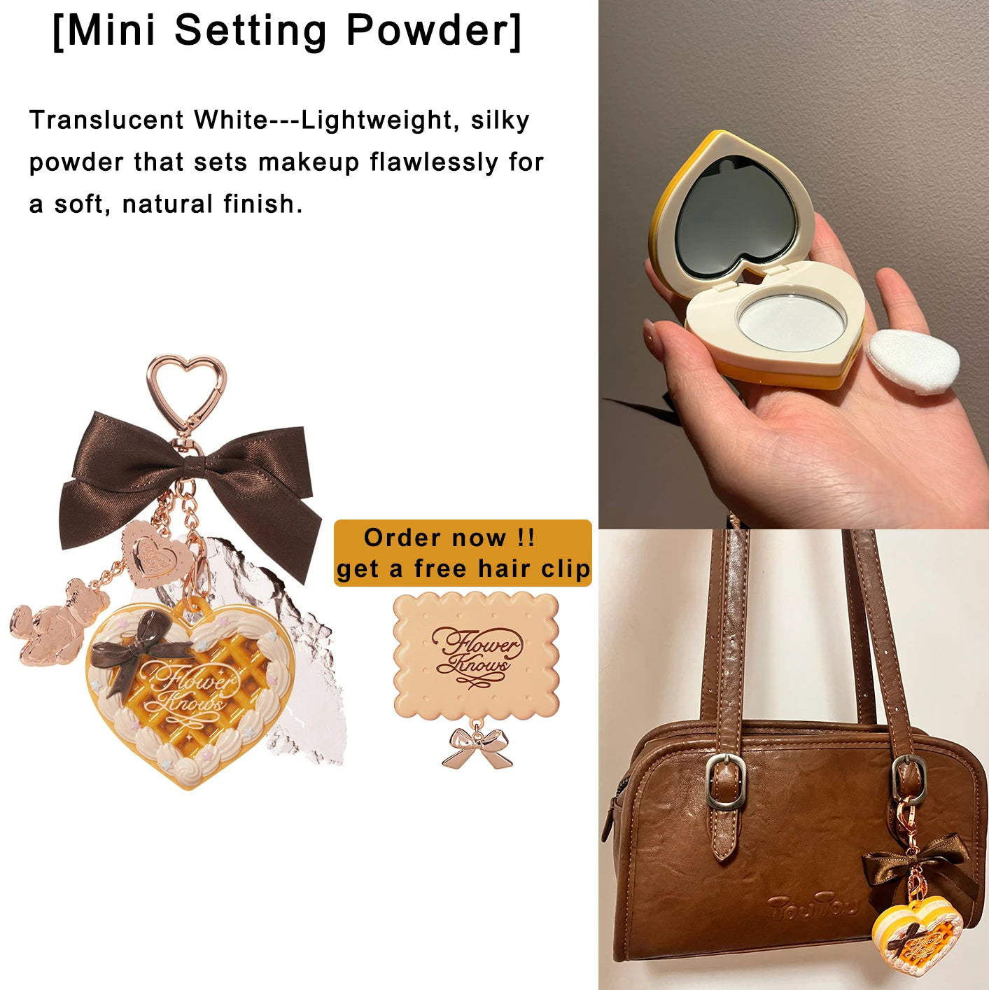 Tidesmit Flower Knows Sweetie Bear setting powder texture close-up for smooth matte oil control face makeup
