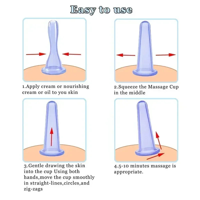 Silicone Vacuum Cupping Set for Facial Lift and Deep Tissue Recovery Back Massage Instrument Tidesmit