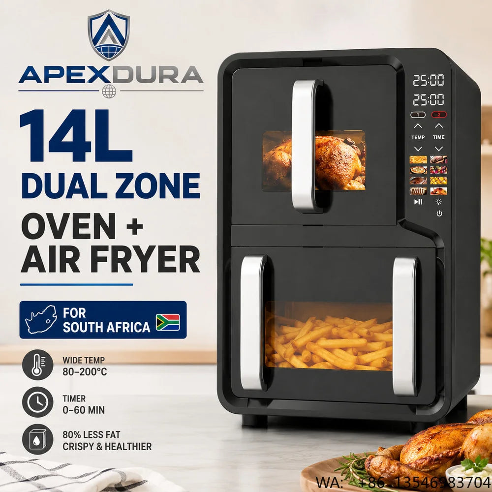 14L Dual Zone Air Fryer Oven Digital Touch Control Visible Window 2800W 220V CE CB OEM Factory