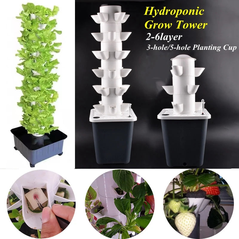 Hydroponic Growing System Garden Garden Indoor Balcony Vertical Tower Planters Soilless Culture Vegetable Grow Pot Kit DIY