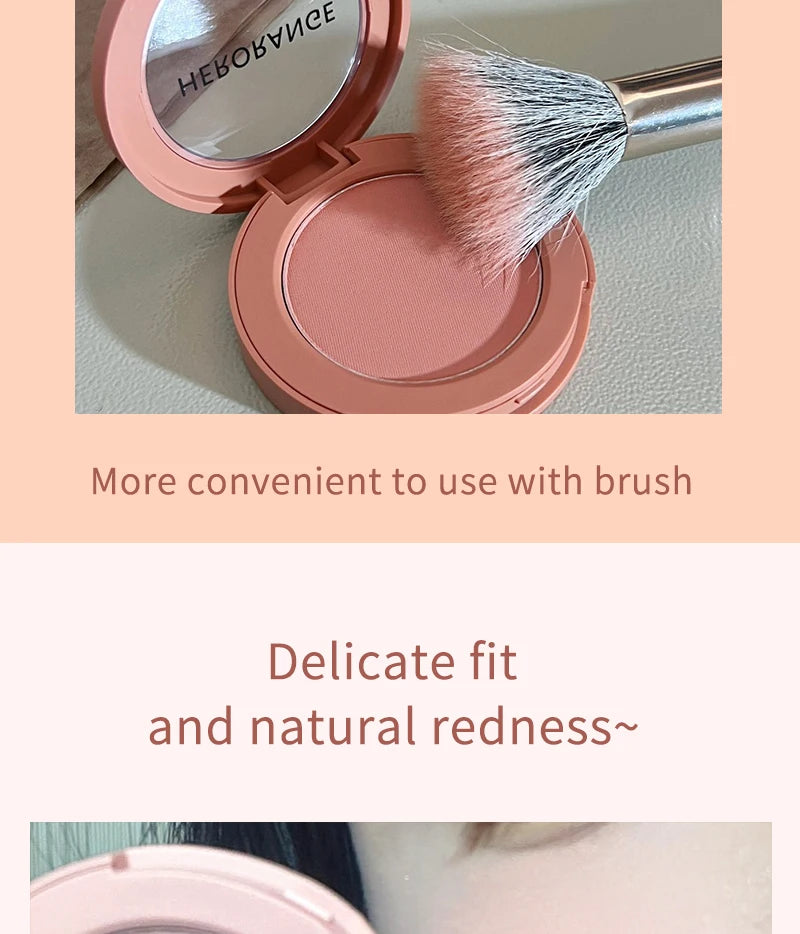 Tidesmit Herorange monochrome peach matte powder blush swatch for long lasting natural face makeup finish