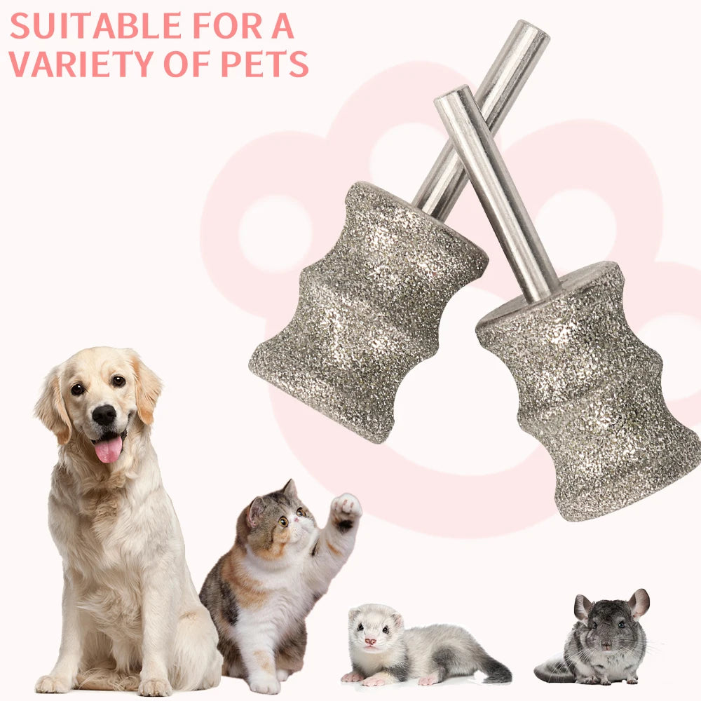 2 replacement diamond grinding heads for electric pet nail trimmers for easy, safe cat and dog paw grooming.