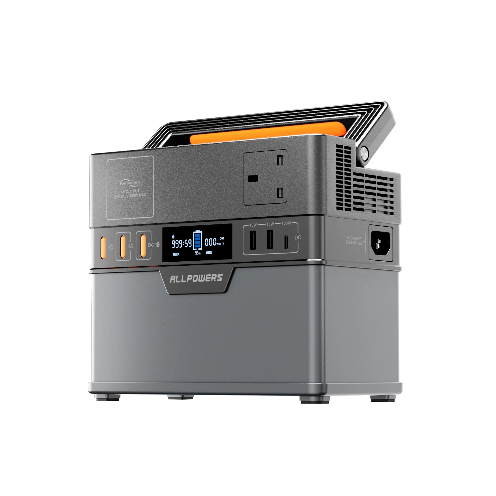 Portable Power Station 300W 288Wh Pure Sine Wave Generator UK PLUG Tidesmit
