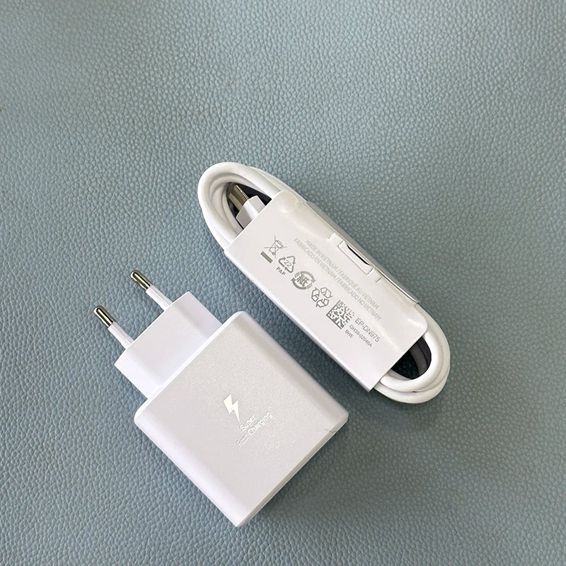 Samsung 45W USB-C Fast Charger for Galaxy S24 S25 Series EU White with 2M Tidesmit