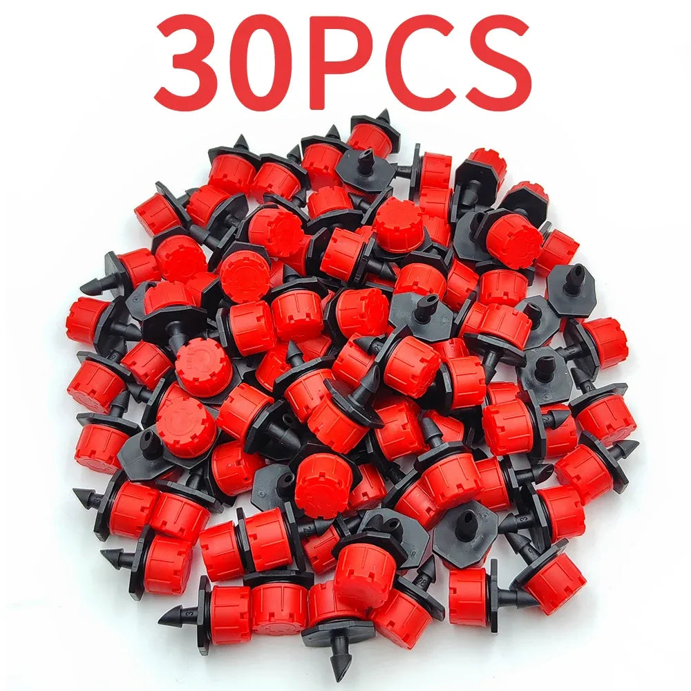 DIY micro drip irrigation dripper connectors, red and black, 30-pack