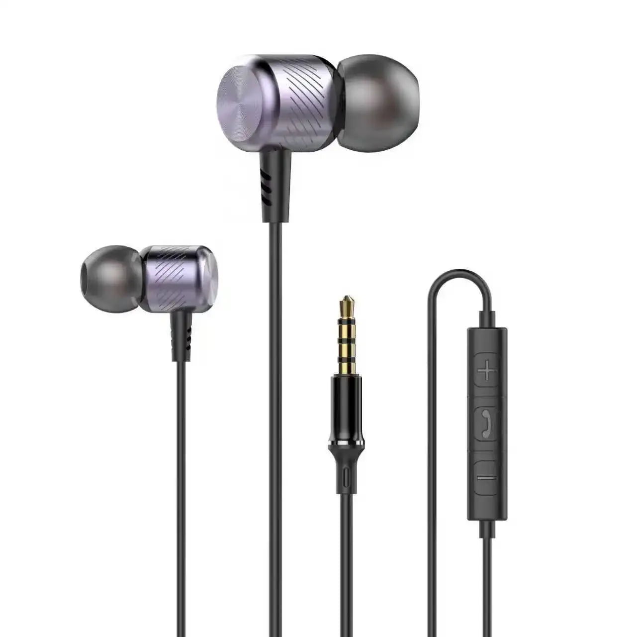 Wired Metal In-Ear Headphones with Mic by Tidesmit - 6 Variants 3.5mm Purple Tidesmit