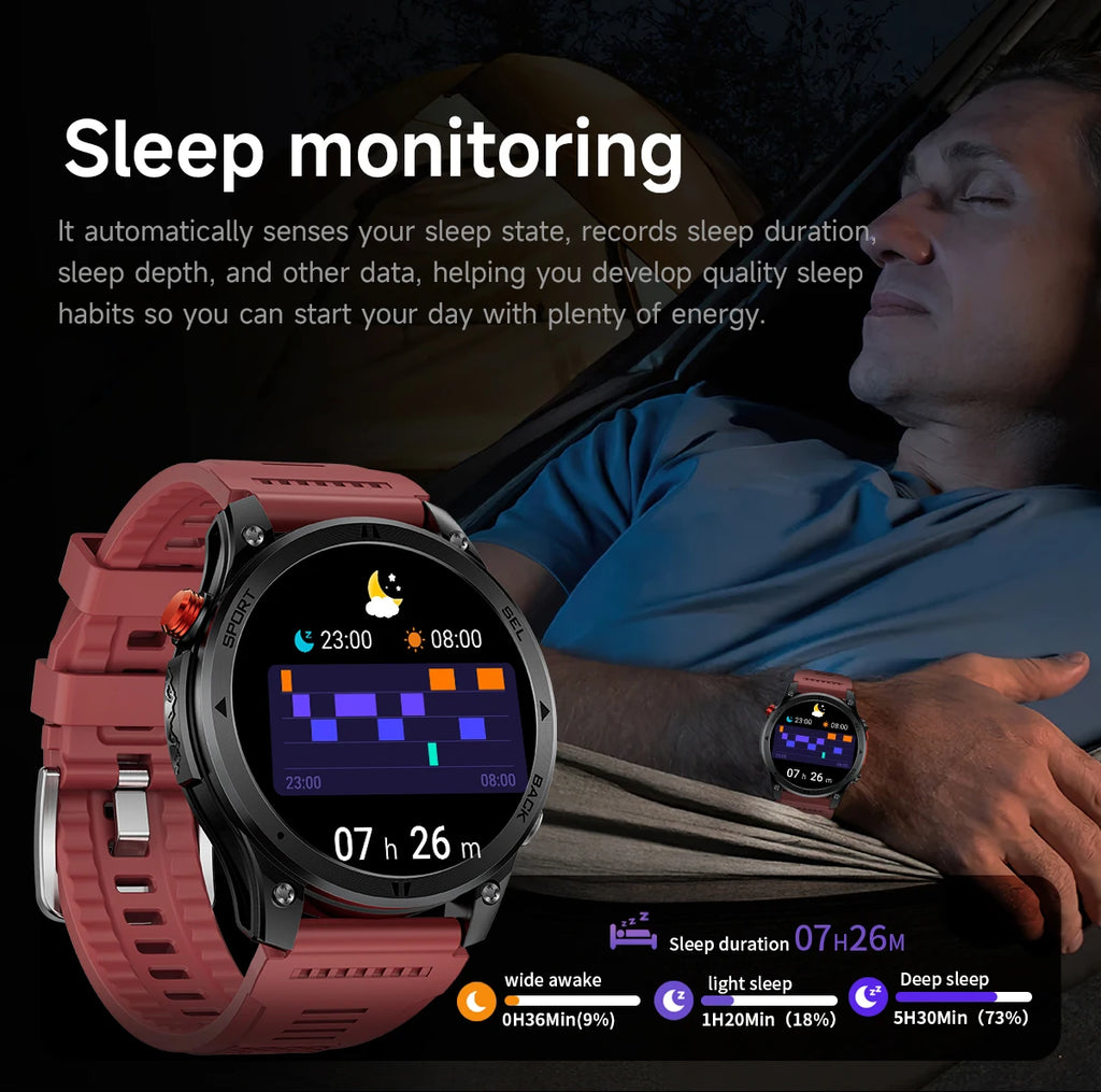 LIGE 2026 New GPS Path Smart Watch 530mAh Battery IP68 Waterproof Sports Run Tracker BT Call Outdoor Compass Military Smartwatch