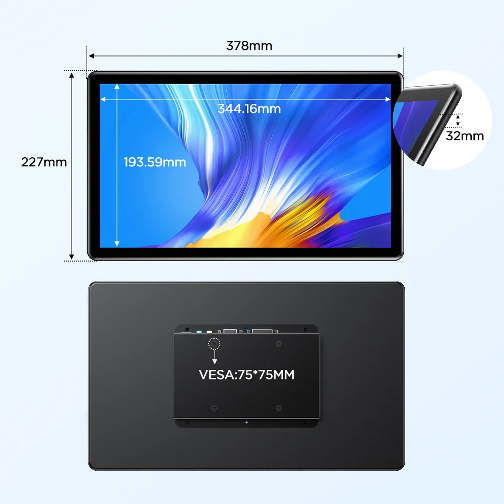 UPERFECT Touchscreen Portable Monitor 15.6'' HDR 1080P IPS Raspberry Pi VESA HDMI VGA DVI Industrial Input 2000:1 Contrast Ratio