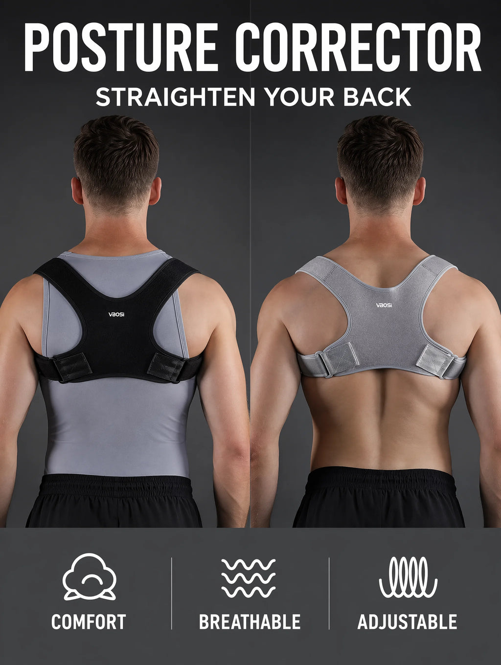 Adjustable Posture Corrector for Men & Women, Invisible Upper Back Brace for Clavicle Support, Neck Shoulder Pain Relief