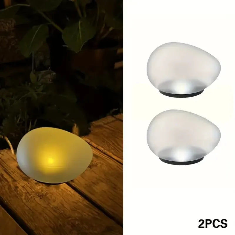 Solar Stone Light Frosted Glass Ground Lamp Outdoor Waterproof Lantern for Garden Green Light Lawn Courtyard Decorative Lamp