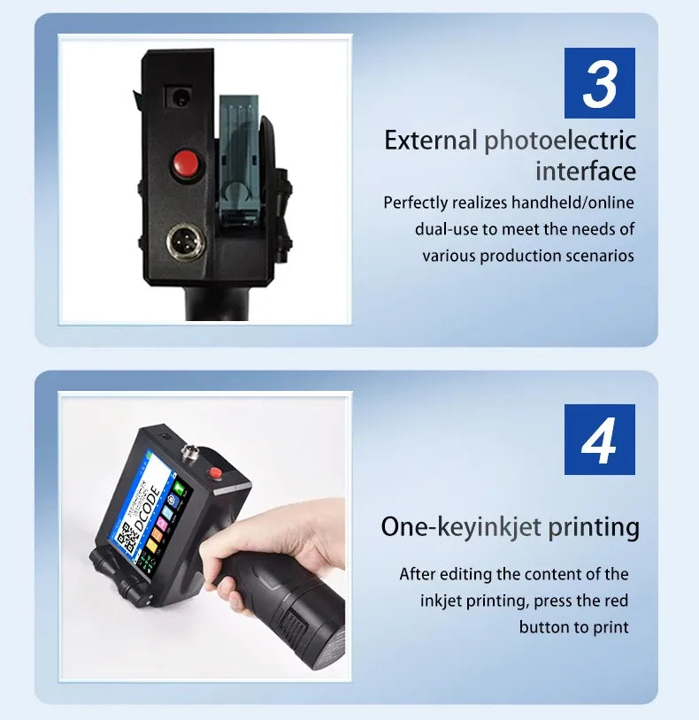 DCODE 1750PLUS-1 25.4mm Handheld Inkjet Printer Portable TIJ Printer Logo Counter Batch Number QR Barcode Date Coding Machine