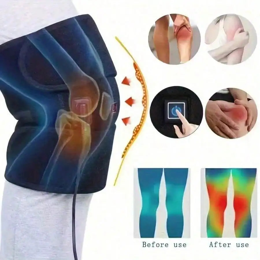 Electric Heating Knee Pad – Rechargeable Heat Therapy Support Black Body Shaping Massage Equipment Tidesmit