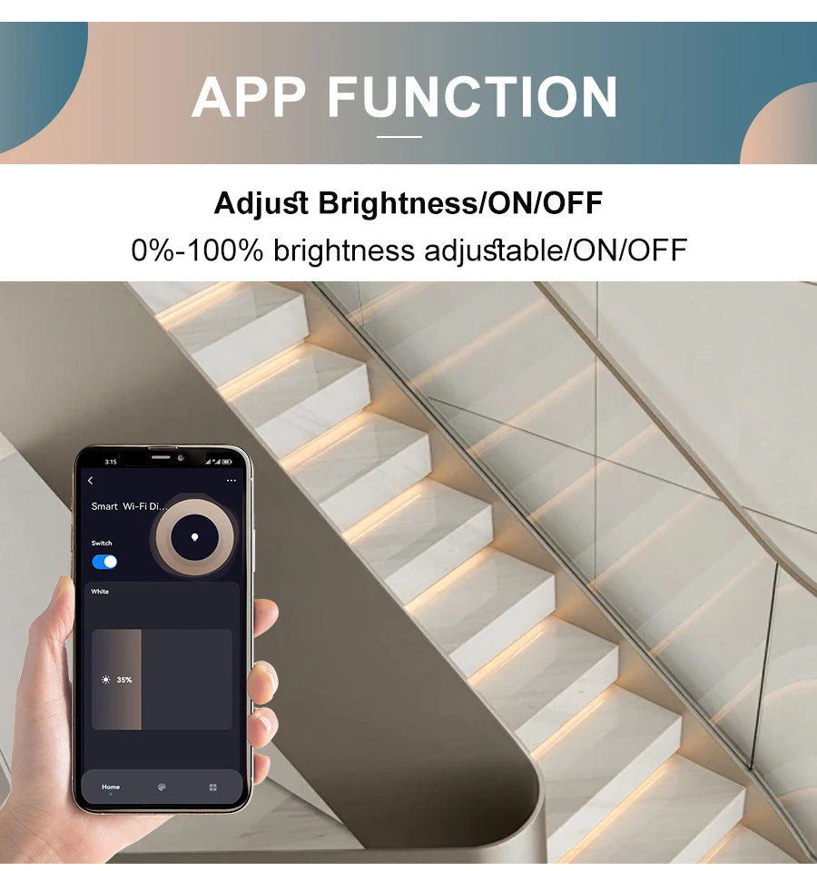 5-30 Steps New Tuya Wifi Staircase Light Kit Motion Sensor Wall Switch Remote APP Control Stair LED Strip Full Set STEP-E4