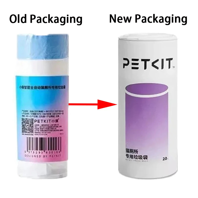 Petkit smart cat litter box replacement trash bags, durable refill rolls for easy automatic waste collection.