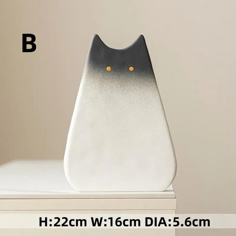 Cute cat-like ceramic vase, Nordic style, simple and cute, decoration for dried flower arrangement, hydroponic living room