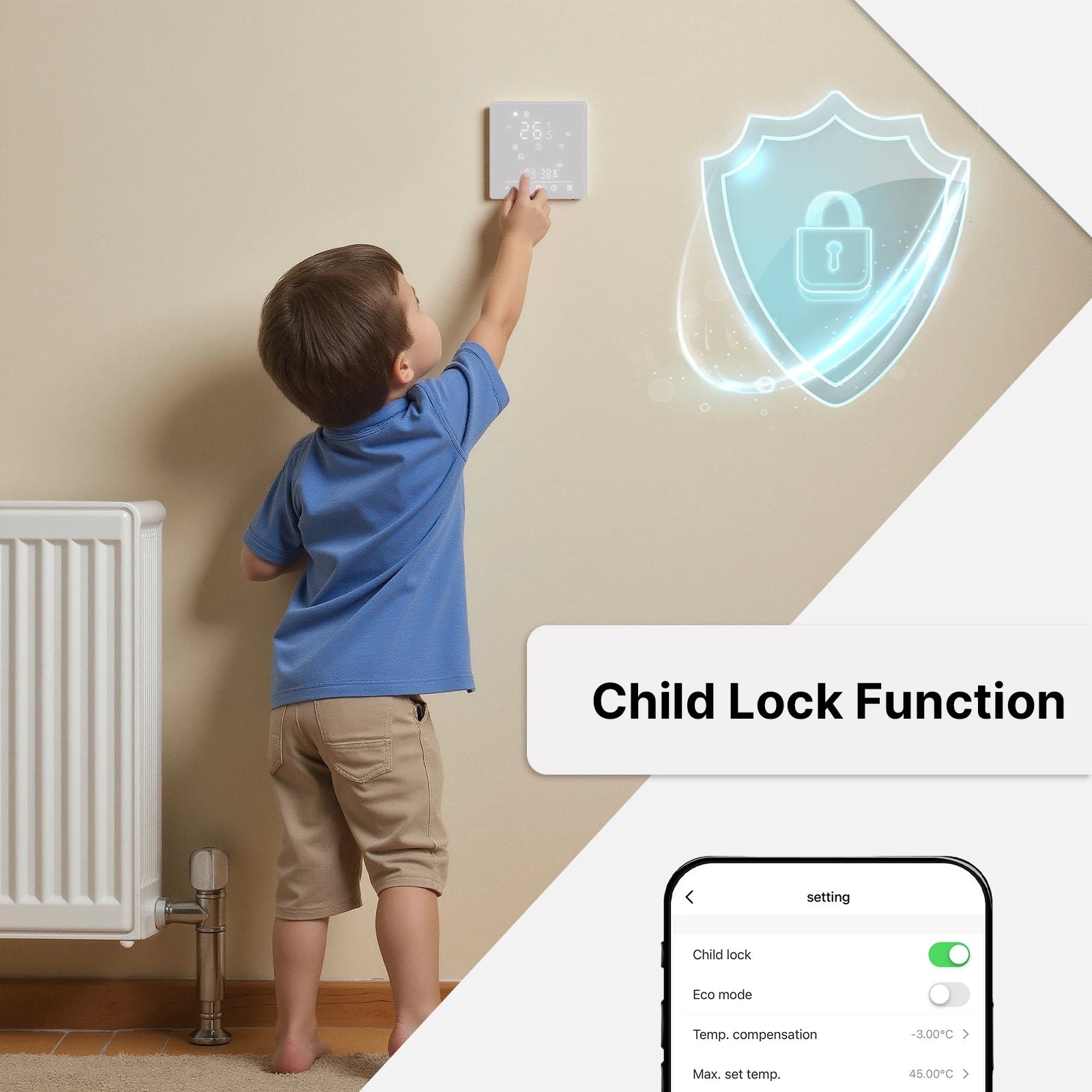 Moes Matter Smart Thermostat Works with Apple HomeKit Alexa Google Home SmartThings Programmable Temp Controller GA GB GC