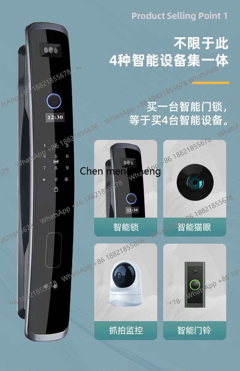 Smart, fingerprint lock with surveillance camera, home security door, automatic electronic password door lock