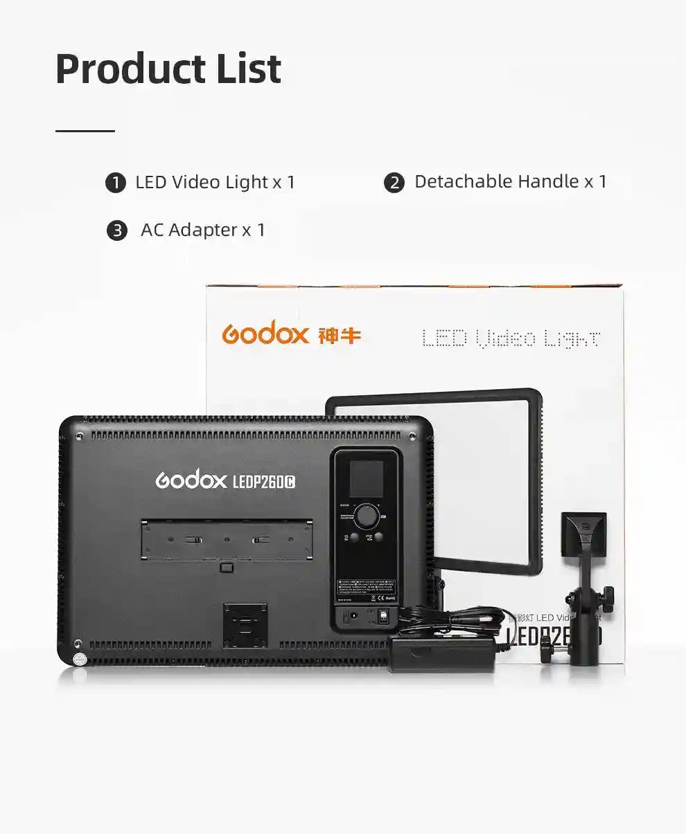 Godox LEDP260C LED Video Light Panel | Adjustable Color Temperature 3300-5600K Tidesmit