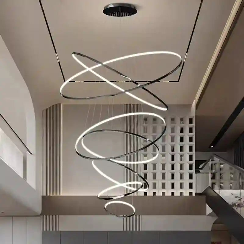 Modern LED Ring Pendant Light for Dining Room | Adjustable Black Finish Tidesmit
