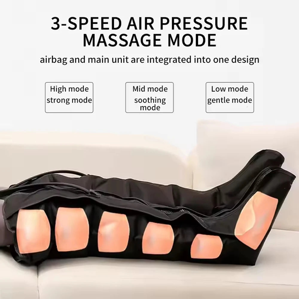 Air Compression Massage Boots for Leg Circulation - Black EU Plug Relaxation Treatment Tidesmit