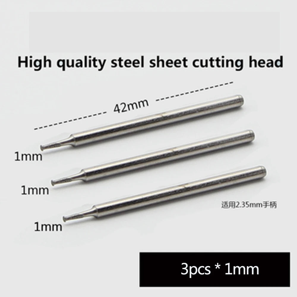 Steel sheet cutting head tips, 1mm diameter, 3-piece set