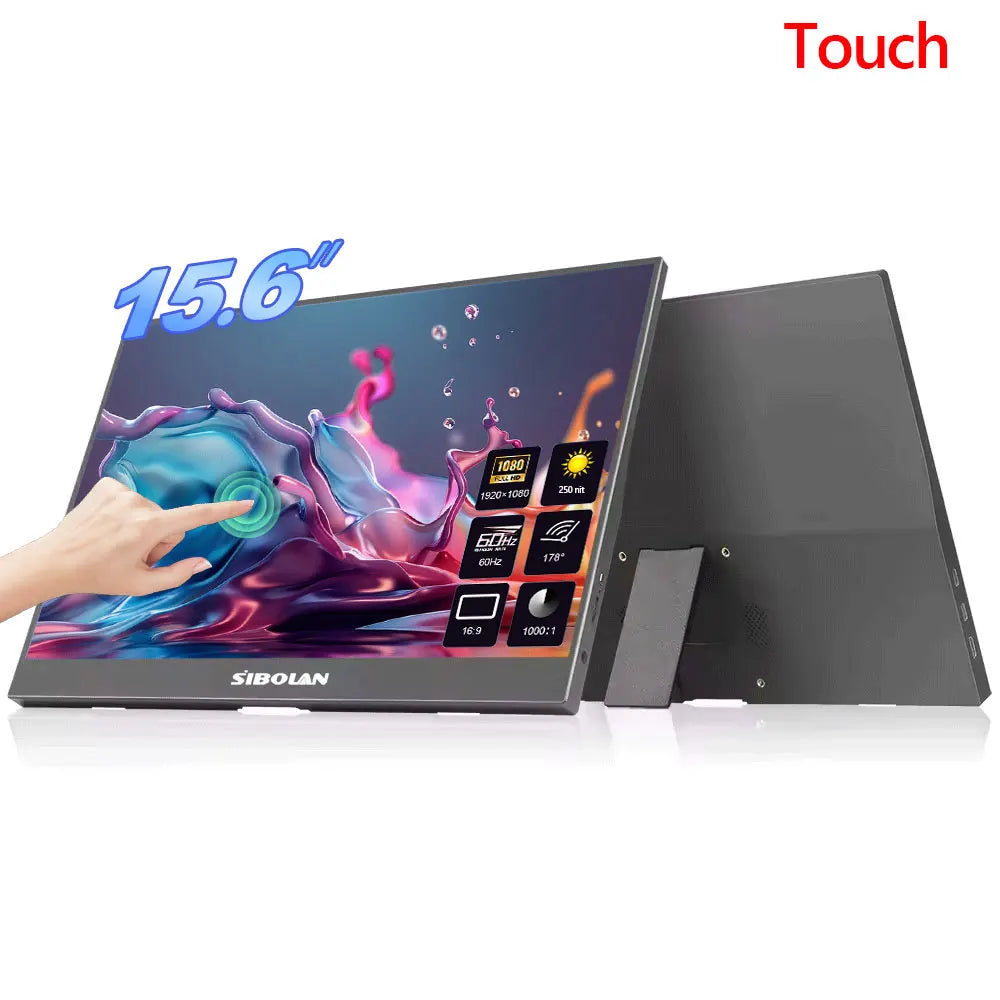Sibolan 15.6 inch Portable Monitor IPS 1080P 72% sRGB HDMI Type-C Plug Built-in Stand Laptop Display Extender For Windows Mac
