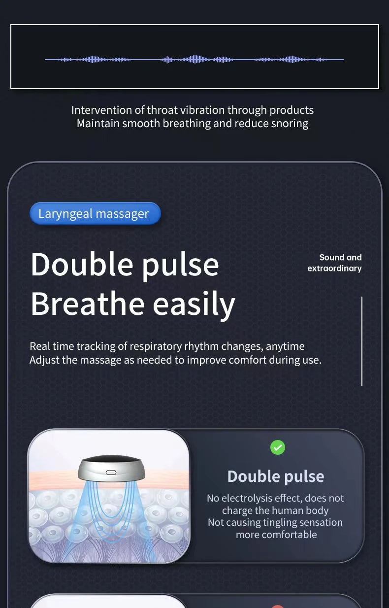 Anti Snoring Device Dual Pulse Throat Massager for Quiet Sleep Tidesmit