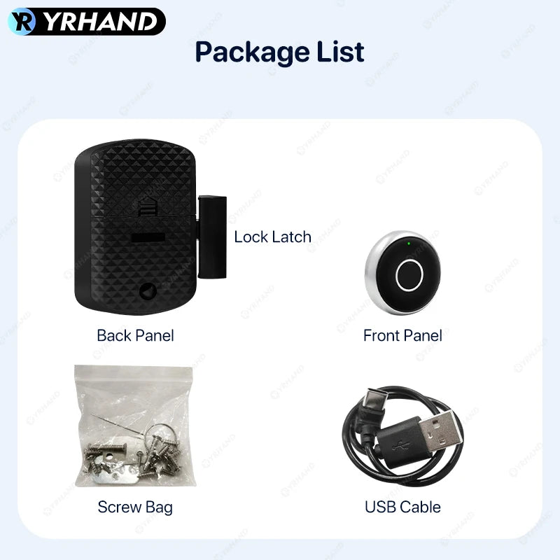 YRHAND Fingerprint Drawer fingerprint battery Cabinet lock Keyless electronic Smart wireless locker Lock for home and office
