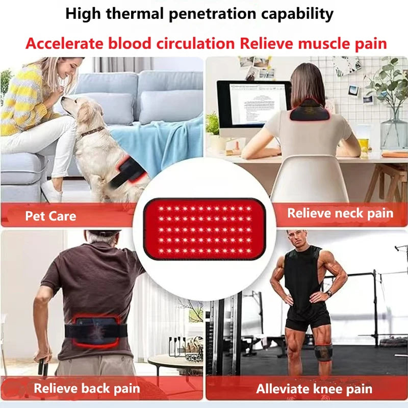 Red Light Therapy Belt for Back and Waist Portable Infrared Therapy Pad Featuring 660nm and 850nm Wavelength LED Lights