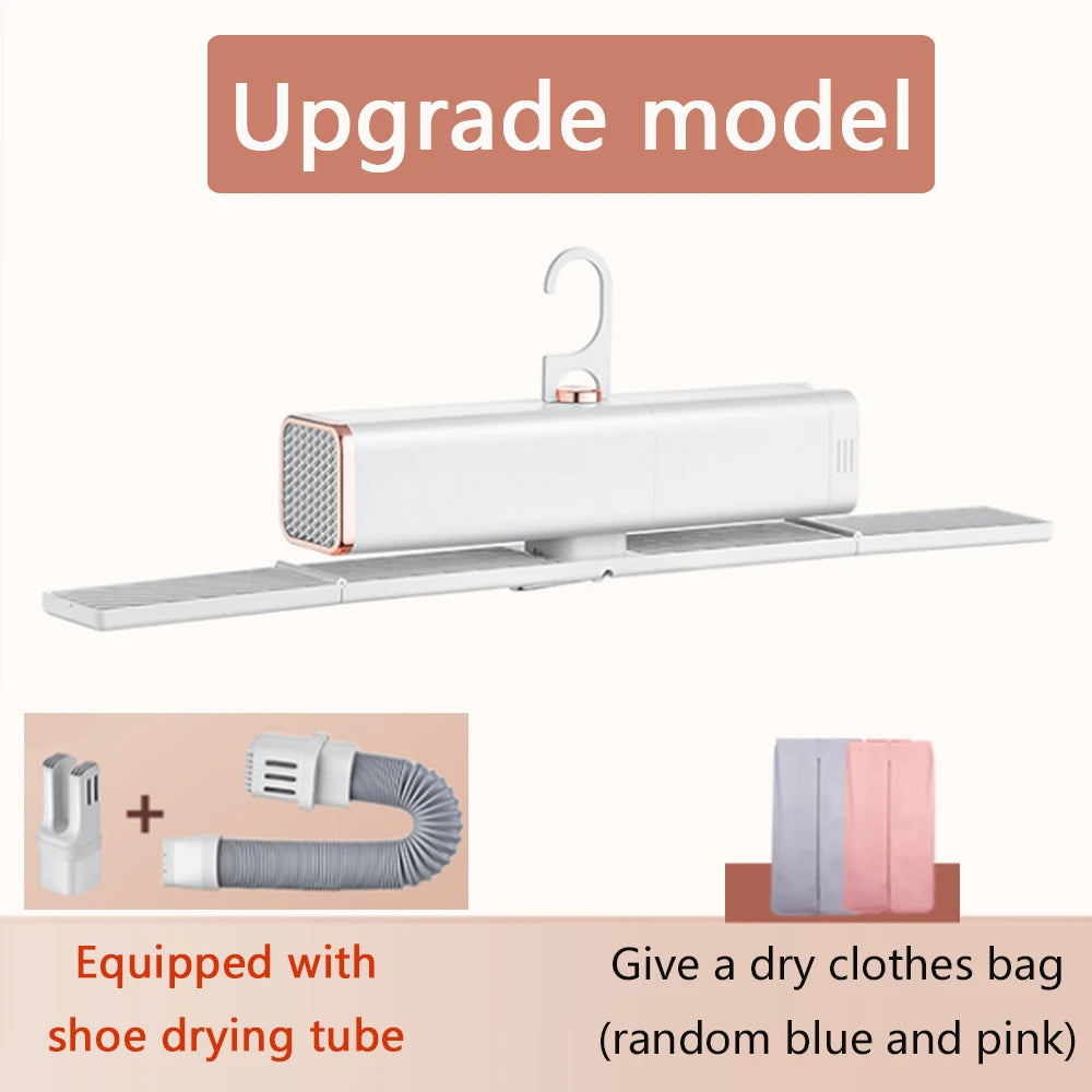 Tidesmit portable retractable clothes dryer and shoes warmer featuring folding design for efficient mite removal