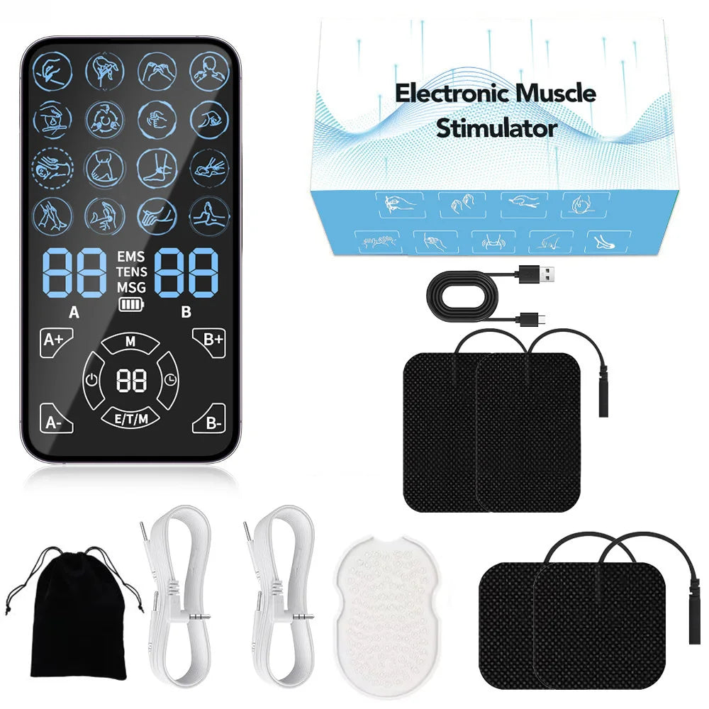 Electric Back Massager - Portable Muscle Relief & Deep Tissue Device Back Massage Instrument Host 4 Pads Black Tidesmit