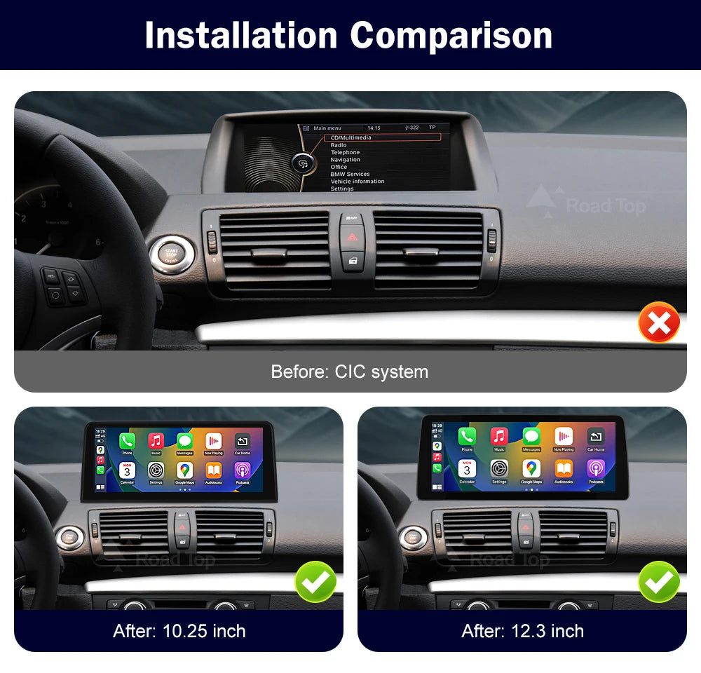 Wireless CarPlay Touch Display for BMW 1 Series E81 E87 CIC/CCC Tidesmit
