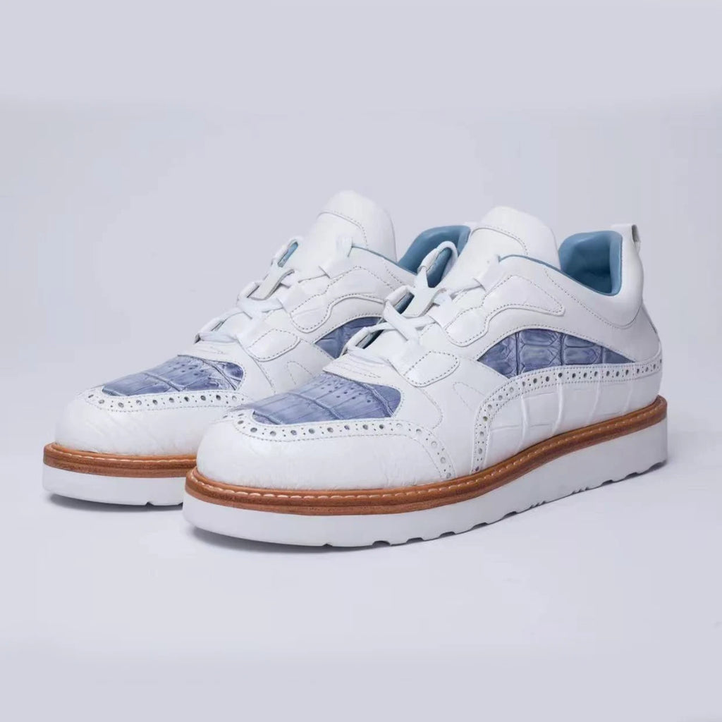 sanyeshechiping new men sports shoes male crocodile shoes white blue teo color men shoes fashion leisure running shoes
