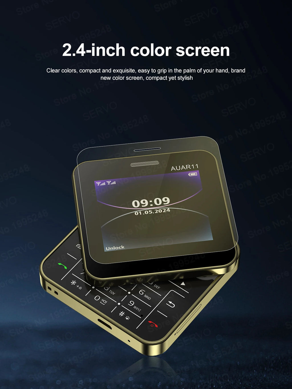 SERVO AUAR11 Rotating Screen Mobile Phone 2G GSM Dual SIM Blacklist Magic Voice FM Radio Speed Dial Torch Mini Sliding Cellphone