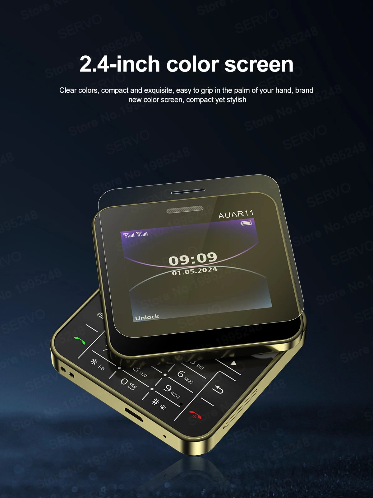 SERVO AUAR11 Rotating Screen Mobile Phone 2G GSM Dual SIM Blacklist Magic Voice FM Radio Speed Dial Torch Mini Sliding Cellphone