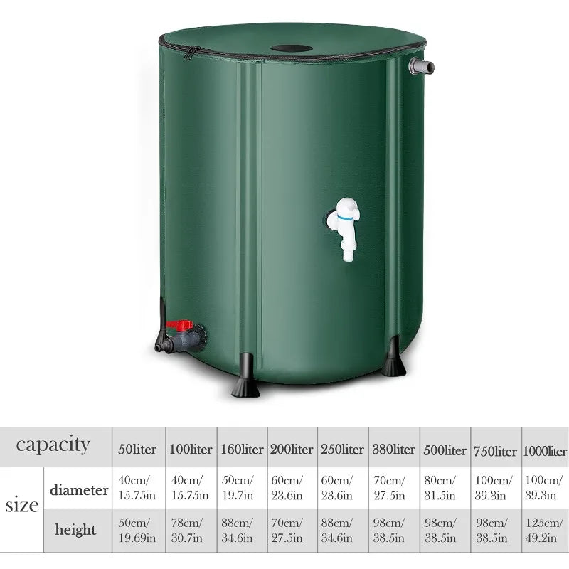 50L-1000L Rain Water Recovery Storage Tank Garden Irrigation Water Bucket Collapsible Rain Barrel Rainwater Collection Container