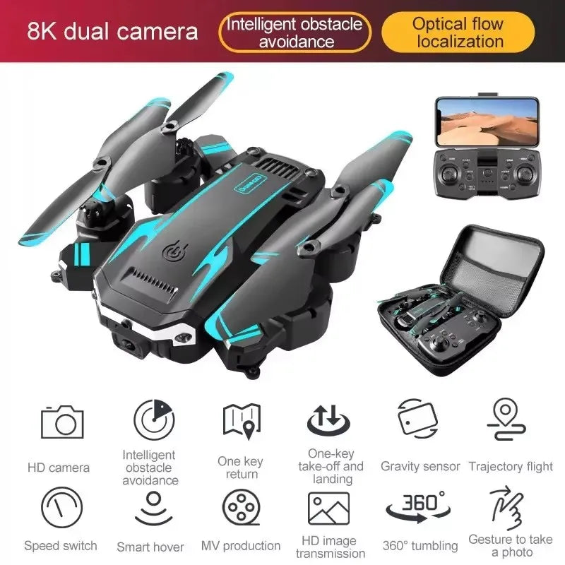 8K Camera Drone with Obstacle Avoidance - Foldable GPS Quadcopter Blue Dual-8K-1B Dual 8K Tidesmit