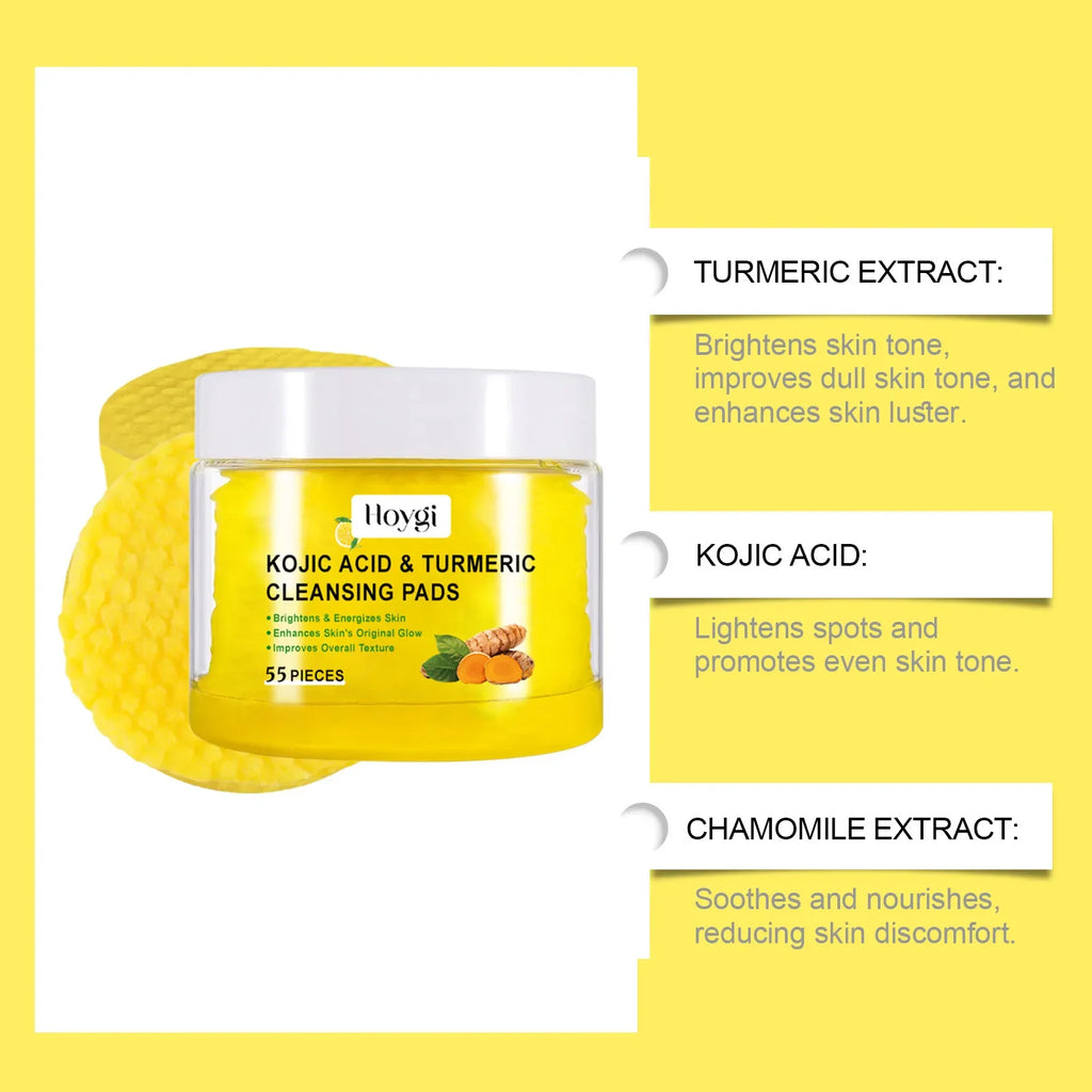 Turmeric Kojic Acid Cleansing Pads Exfoliating Pads Shrink Pores Removing Dead Skin Smooth Brightening Skin Face Cleansing