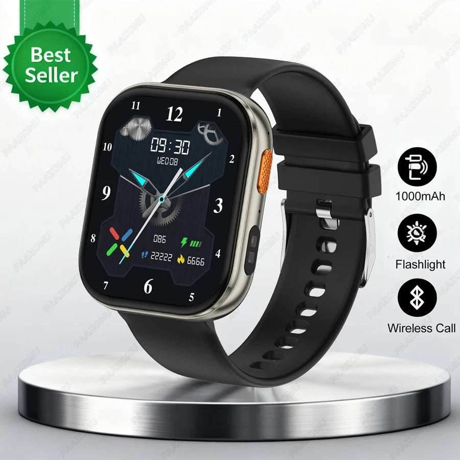 New Smart Watches Men 1000mAh Battery Heart Rate Sleep Monitor Bluetooth Call IP68 Waterproof Smartwatch Women For Android iOS