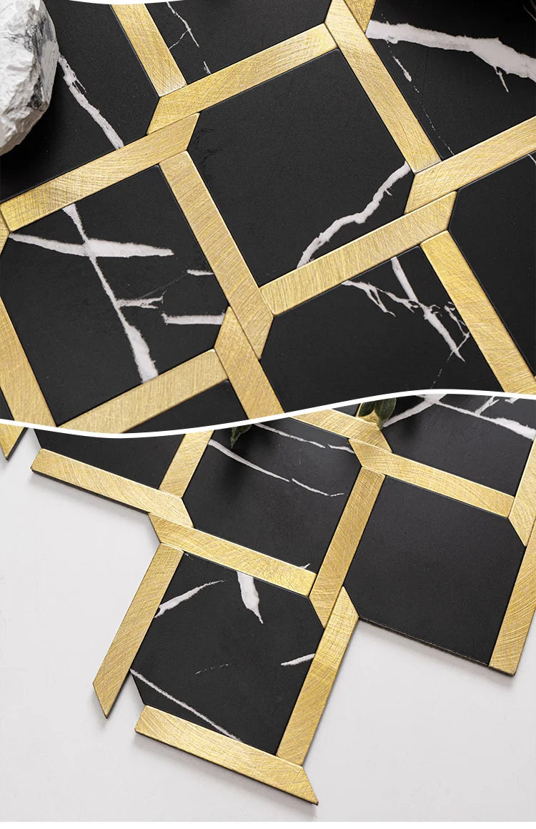 Mosaic Wall Tile Peel and Stick Self Adhesive Wall Stickers Waterproof Aluminum Composite Rectangle Kitchen Bath Tile Backsplash