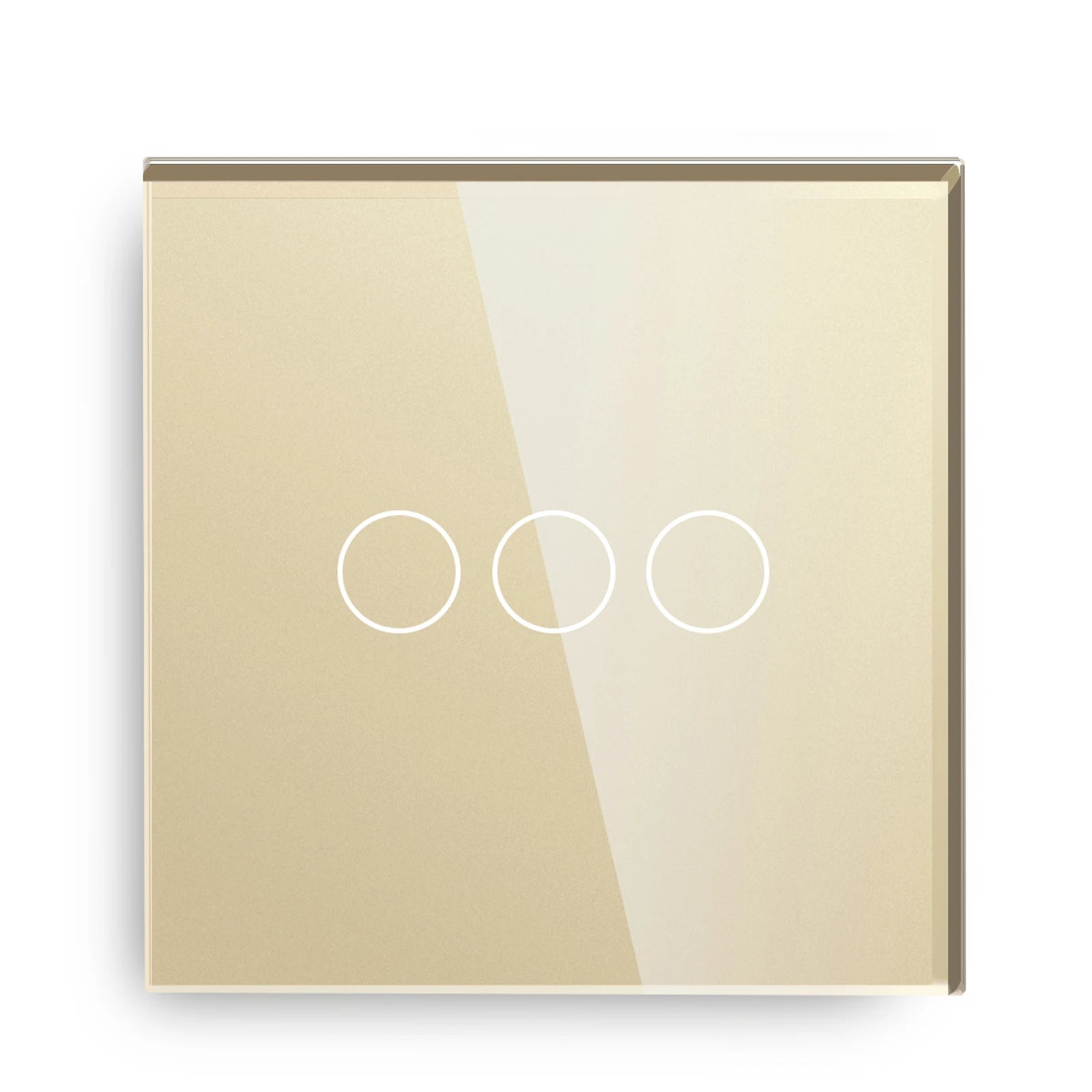 Crystal Glass WiFi Smart Light Switch | App-Controlled Wall Mount 3 Gang 1 Way Gold Tidesmit