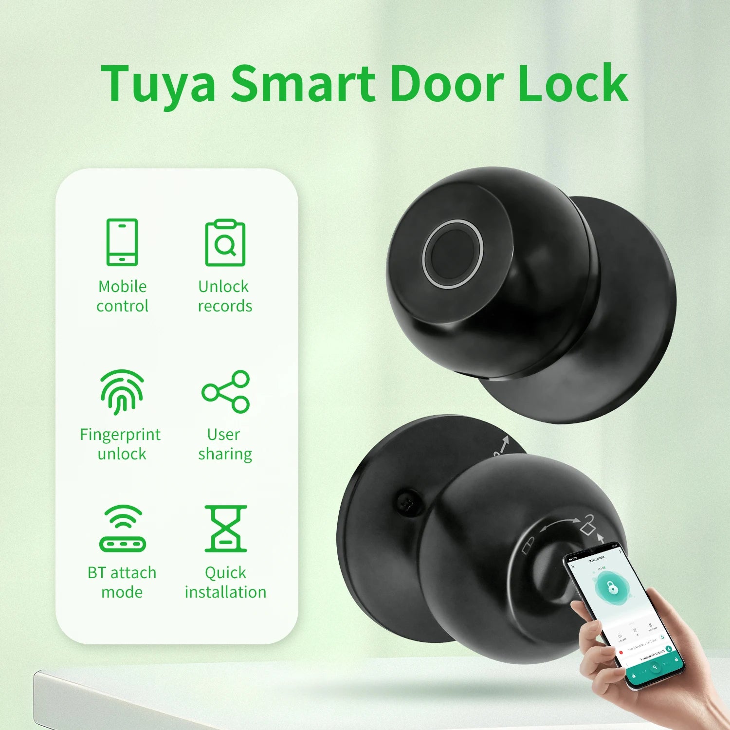Tuya Smart Lock Fingerprint Key Unlock App Remote Control Intelligent Door Lock Keyless Security Door for Apartment