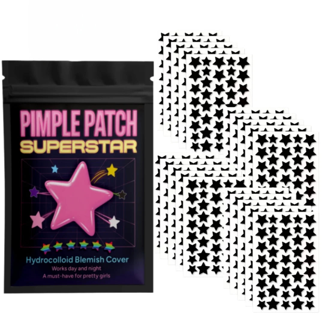Tidesmit acne patches with black star pattern for men and women, 200-400 count skincare solution.
