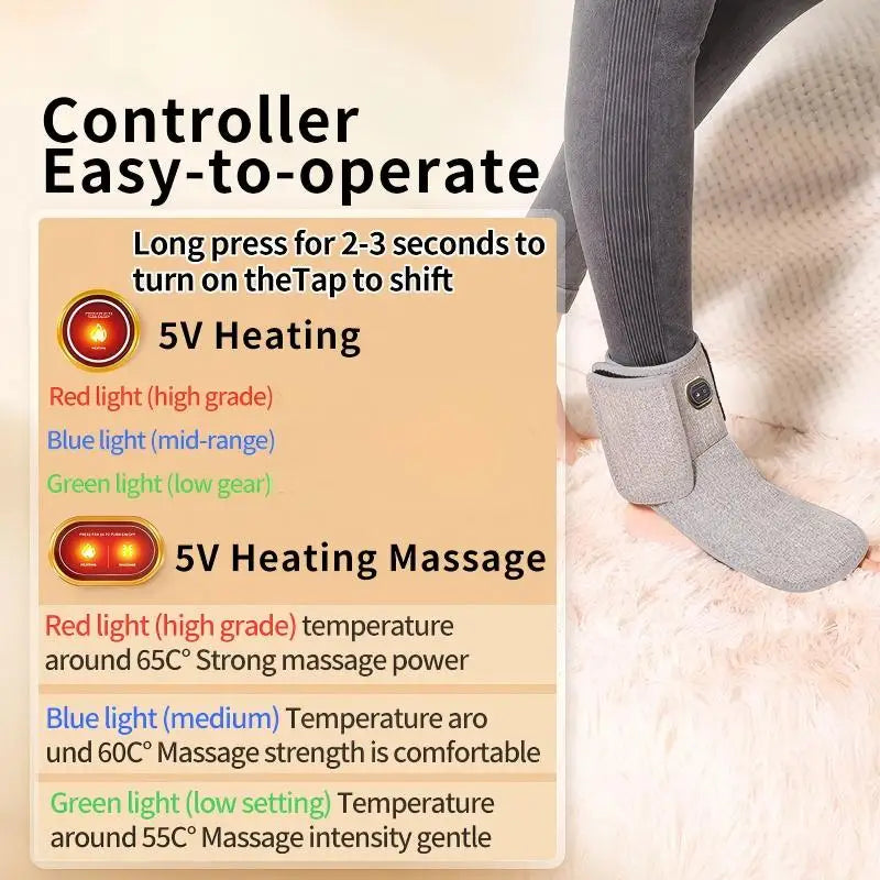 Grey heated ankle massage sleeve with adjustable heat and vibration settings for foot pain relief and joint comfort.