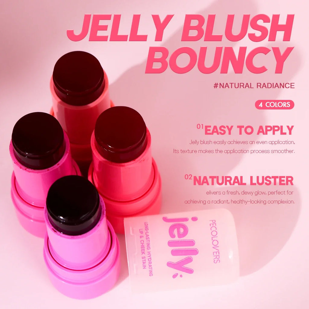 Tidesmit PECOLOVERS 3-in-1 waterproof jelly blush stick texture swatch for radiant face makeup