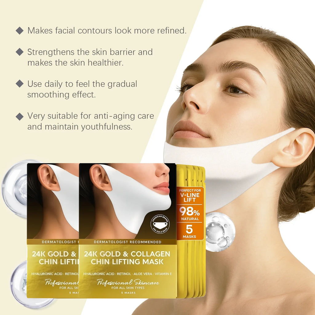 Tidesmit 24k gold collagen chin lifting mask for V-shape face sculpting and double chin tightening detail view