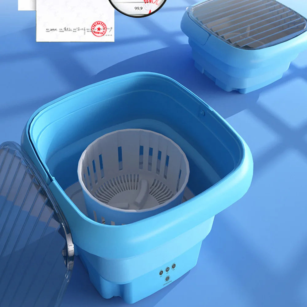 Tidesmit 2025 portable folding clothes washing bucket and dryer demonstrating compact storage and portability
