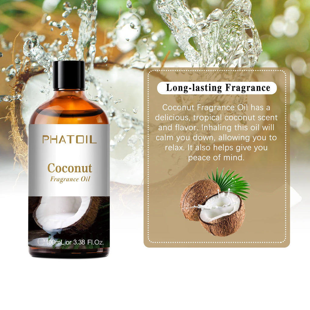 PHATOIL Fruit Fragrance Oils Coconut & Vanilla Lime Mango Strawberry Banana 100ml Aromatherapy Fragrance Oils For Diffuser