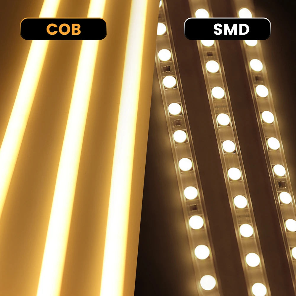 Dimmable 220V COB LED Neon Strip Light 4key Controller EU Plug Flex Tube 3000K 4000K 6000K for Staircase Bar Counter Lighting