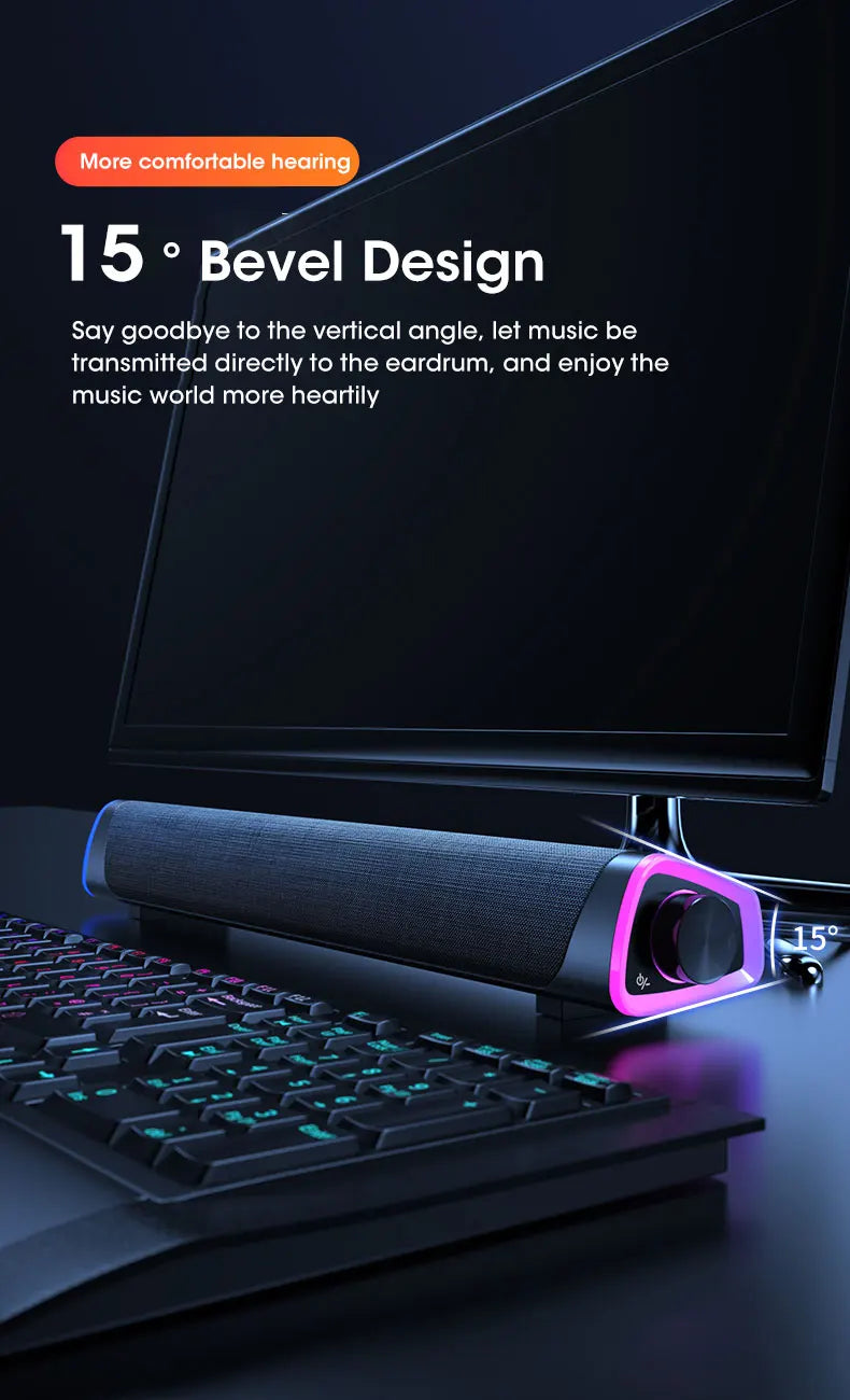 Tidesmit Computer Speaker Bar with 4D Stereo Subwoofer for PC & Laptop Tidesmit